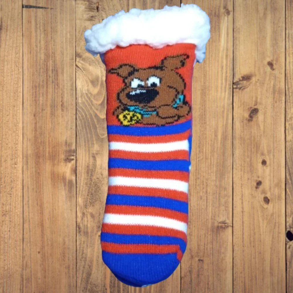 NWT Scooby-Doo! Kids Sherpa Lined Cushioned, Non-Slip Socks One-Size Fits Most